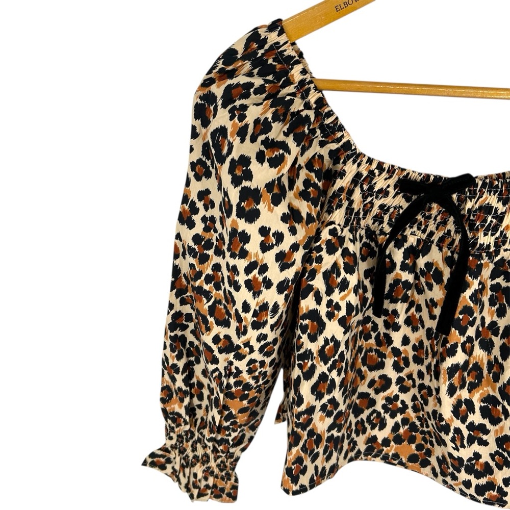NWT Anthro x Mille Leopard Print Long Sleeve Jessie Top Size XS - Picture 7 of 11